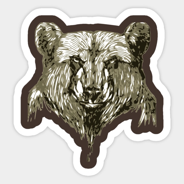 Forest Woodcut Grizzly Bear Illustration Sticker by RaizePeace